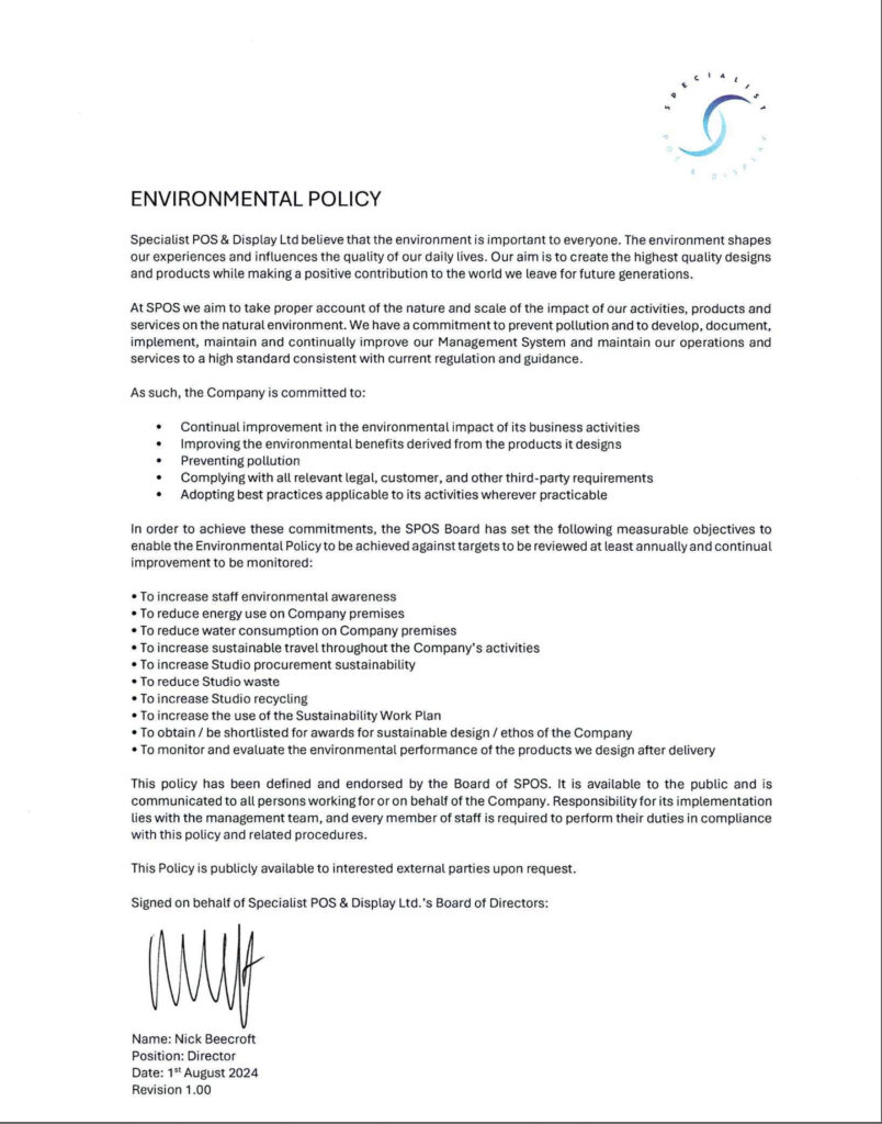 SPOS Environmental policy